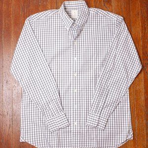 Ole Mason Jar White & Grey Checkered Button Down Shirt Size L